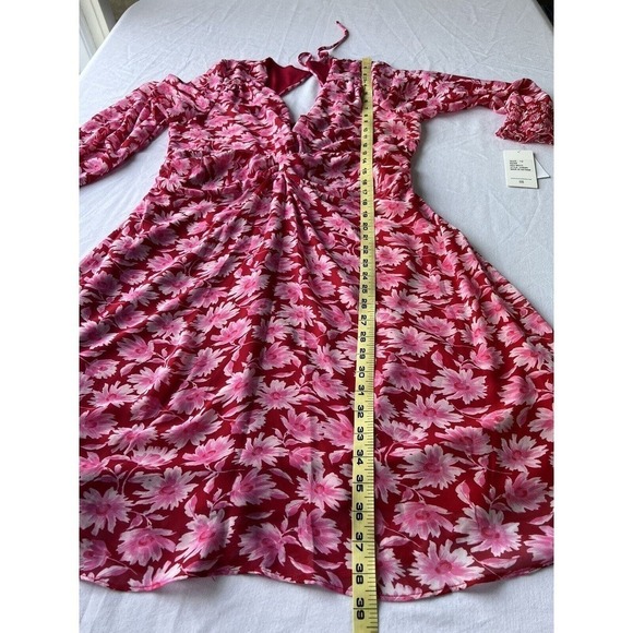 NWT Julia Jordon Red Pink Floral Long Sleeve Dress SZ 12 knee length - Picture 5 of 12